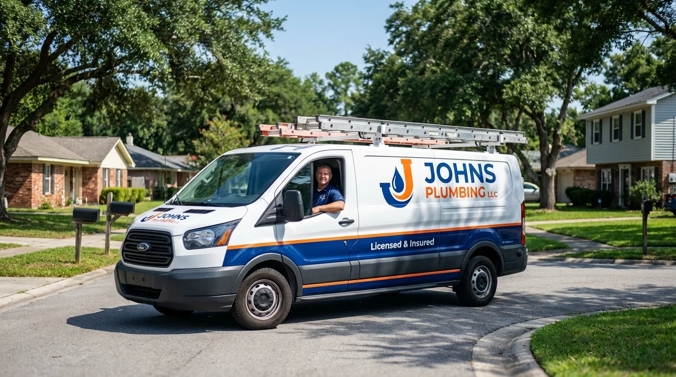 Johns Plumbing LLC service van in Zionsville, IN