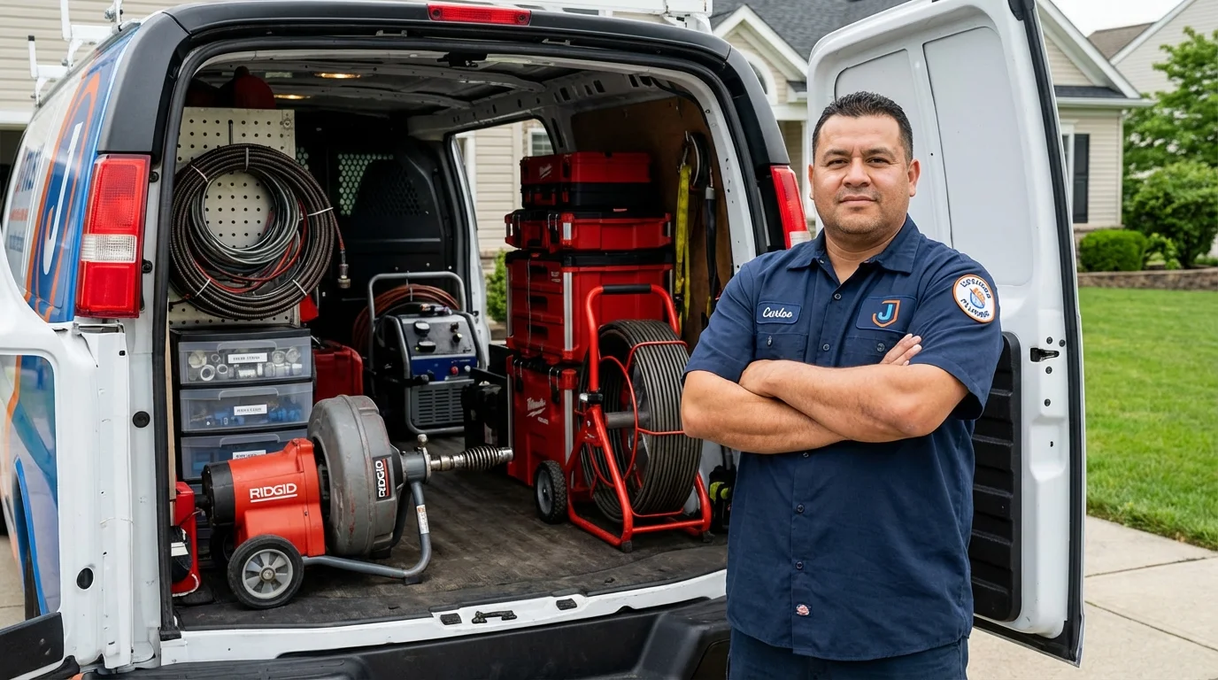 Professional drain cleaning equipment and Johns Plumbing LLC plumber in Zionsville