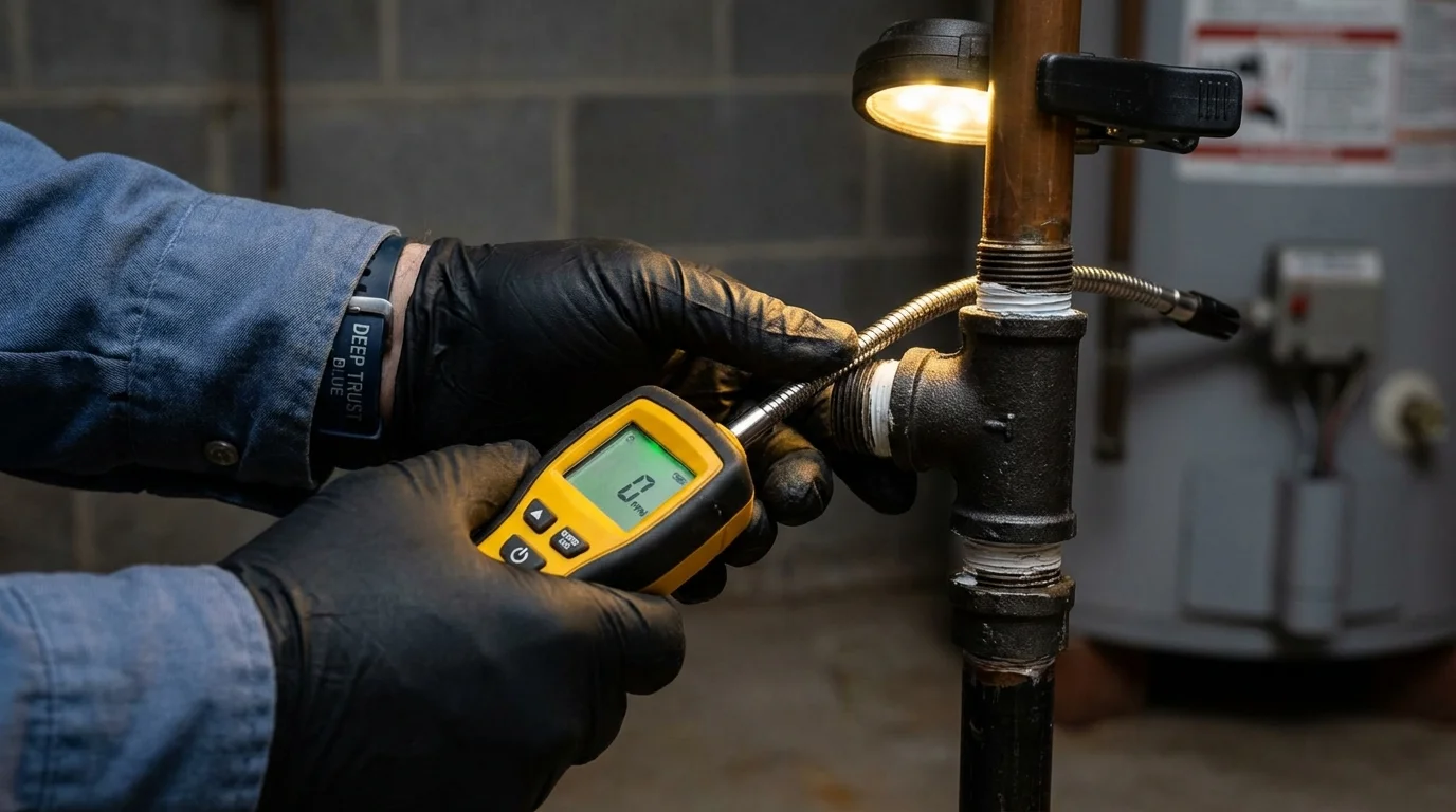 Gas leak detection with electronic sniffer by Johns Plumbing LLC in Zionsville