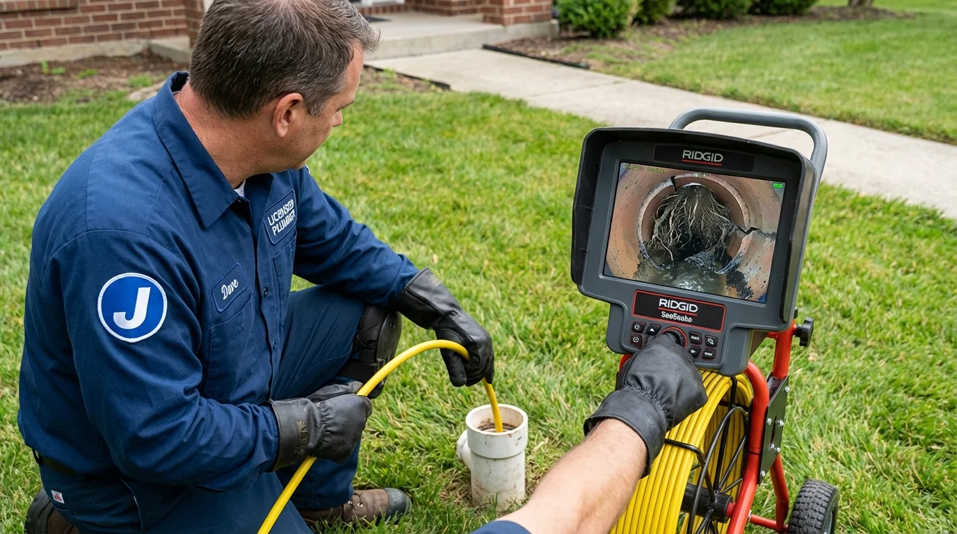 Sewer camera inspection being performed by Johns Plumbing LLC in Zionsville